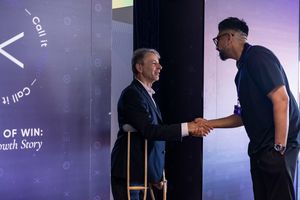 Paul Davies, Knowledge Transfer Manager for the NBI, and Harmish Chander, CEO of Win Media.