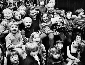Mayor of Shrewsbury Councillor Bernard Lingen and his wife Celia among children of Shrewsbury Meole Brace playgroup who had help raise £3,600 for the Cobalt Unit Fund. 
