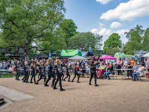 Crowd at Stafford's VE 80th anniversary event in Victoria Park.