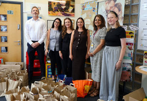 Opus People Solutions and Walsall Council staff with the donation of food parcels at the North Family Hub.