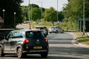 Queues to get onto the Household Recycling Centre in Hortonwood as it reopened today