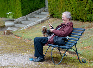 People enjoying the reopening of Weston Park, after lockdown.Wilma Robertson and her dog Poppy
