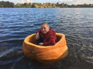 Supporting image for story: Pumpkin boat sets sail on the Mere