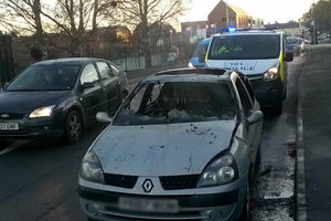 The burned out vehicle. Photo: Mark Andrews.