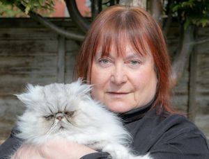Carol Lake with her cat Reggie