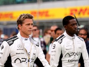 Supporting image for story: Brad Pitt suits up to film F1 blockbuster at British Grand Prix