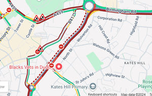 Heavy traffic around the Dudley area
