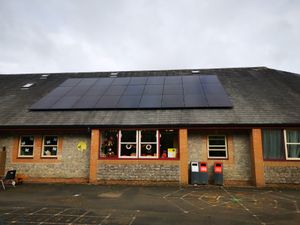 The solar panels installed at Ysgol Dolafon in Llanwrtyd Wells.
