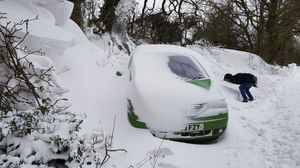 A stranded car in Middletown, Powys. Photo: Tom Davies