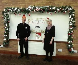 Anne Bumford Chair Ladies of Cannock and District Ladies Probus Club, together with Paul James Fowler of The Chase and Golf Country Club