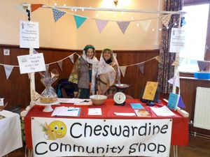 Nicola Roscoe, left, and Judith Kershaw running a stall for the Cheswardine Community Shop. Photos: Christine Williams