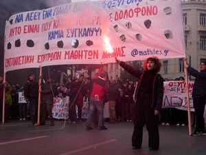 Supporting image for story: Thousands block Athens roads to protest against delays in rail disaster inquiry