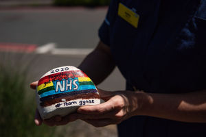 The stones will eventually become part of a permanent feature at the hospital