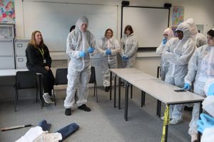The Crime Scene Day at Telford College, involving criminology students from the college’s sixth form centre.