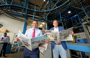 Camelot chief executive Nigel Railton is shown around the Express & Star and Shropshire Star by editor-in-chief Martin Wright