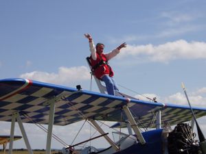 Supporting image for story: Fearless duo’s wing walk for lifesaving charity raises £2,000