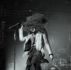 Beverley Knight performing on stage at Birmingham's Symphony Hall