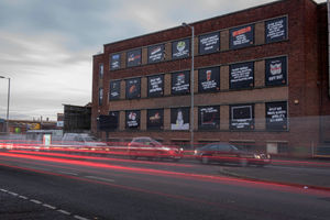 The old Brewbaker's building on Willenhall Road, Horseley Fields, turned into an advent calender as part of the Banks's Beer graffiti campaign