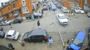 Shocking footage shows the moment a Mercedes driver smashed into two parked cars and a wall after losing control along a residential street in Birmingham