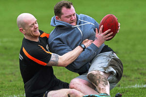 Wolverhampton Wolverines practise hard on the training pitch as they prepare for their next Aussie rules fixture in AFL England's Central and Northern League