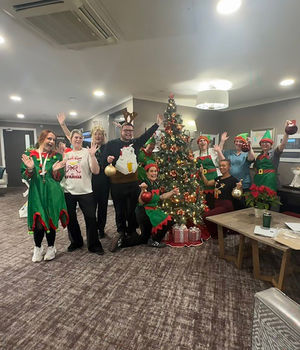 Colleagues celebrating Elf Day at HC-One’s Foley Grange Care Home