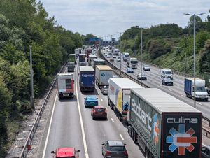 Taffic could be seen stretching up to the M6 Junction 10 island
