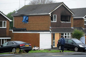 Damage can clearly be seen on the first floor of the Rylands Drive home
