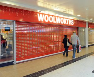 The shutters are down at Woolworths, Wolverhampton, for the last time.