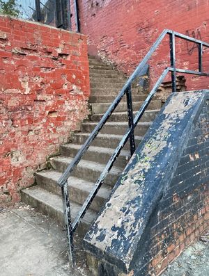 The steps behind Shrewsbury Flaxmill Maltings, linking Wingfield Close and Greenfields, are closing for repairs. (Picture © Historic England)
