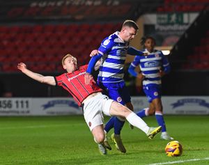 Danny Johnson stretches for a cross.