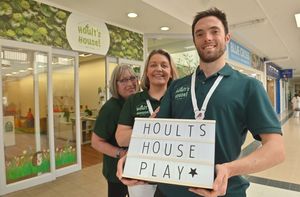 DUDLEY COPYRIGHT NATIONAL WORLD STEVE LEATH 01/05/2025Pic at the Rye Market Shopping Centre, Stourbridge,  where James Hoult has just opened Hoults House Play Village. Pictured with him are staff members Mandy Curtis (R) Beck Fletcher