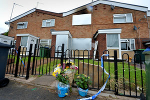 Tributes at the scene in Tame Road, Tipton