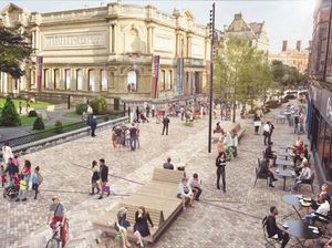 Relaxed cafe dining and pleasant walkways away from traffic near the city art gallery in Lichfield Street