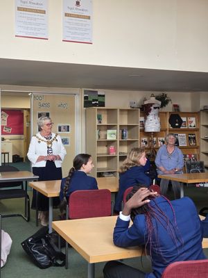 Wrexham Mayor addressing pupils
