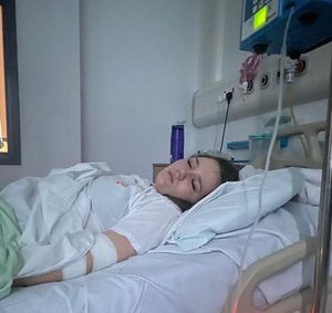 Grace in hospital the day after her diagnosis.