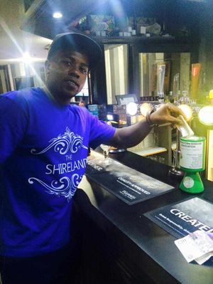 Andre Martin puts into the charity pot for Macmillan Cancer Support and the Huntington's Disease Association.