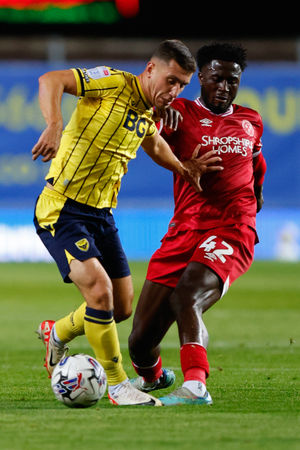 Nohan Kenneh of Shrewsbury Town and Billy Bodin of Oxford United (AMA)