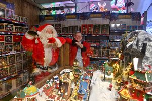 Assistant Manager Sarah Davies with Santa in the Christmas section