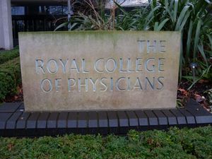 A sign for The Royal College of Physicians