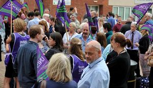 The protest outside Stafford College