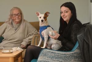 Loraine (left) and Charlotte Daly with Patch