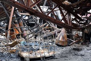 Inside the wrecked units.