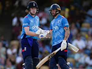 Phil Salt, right, celebrates with Dan Mousley scoring fifty runs