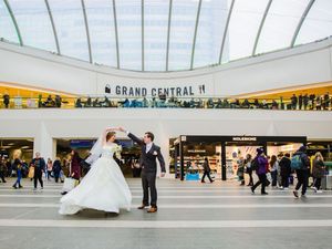 Supporting image for story: Start a love train! Couple's wedding pictures taken inside New Street Station and Grand Central