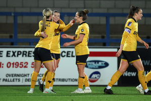 Beth Merrick celebrates her goal for Wolves Women (Picture: Wolves)