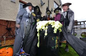 Craven Arms and a Halloween mega display at Meadow Road at one of the houses. Family members: Lyndsay Peters and Darren Bartlam.