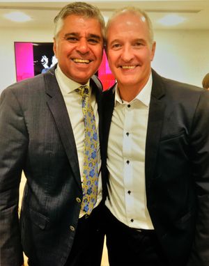 Suresh Bawa with charity patron Steve Bull