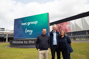 L-r - Jon Davies Levy CEO, Ian Taylor NEC MD and Mel Smith NEC Group CEO