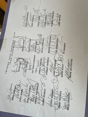 Signatures from Swindon's first team. 