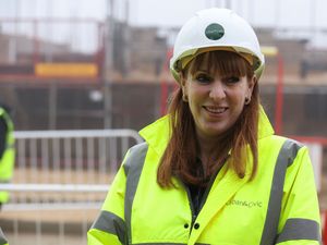 Deputy Prime Minister Angela Rayner during a visit to a construction site in Cambridge